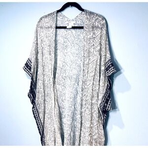 Sheer Kimono Wrap OS Tassels Boho‎ Lightweight Beach Coverup Lagenlook Layering